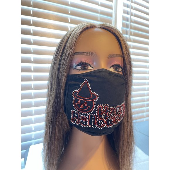 Happy Halloween Bling Rhinestone Filter Face Mask - Picture 4 of 10